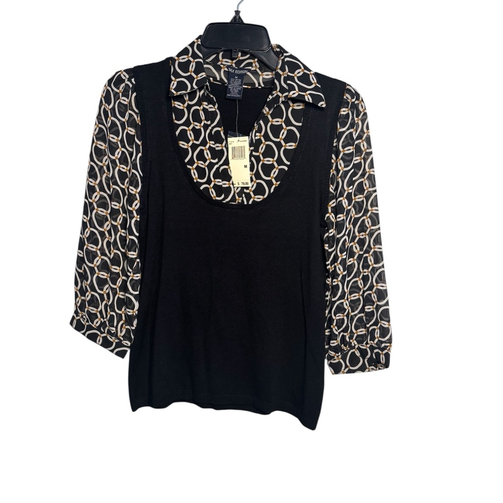 Max Edition Black and Patterned Top